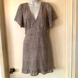 Abercrombie & Fitch Flutter Sleeve V-Neck Mini Dress with Ruffle Hem